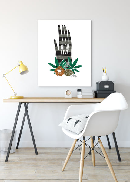 printable high five marijuana art print