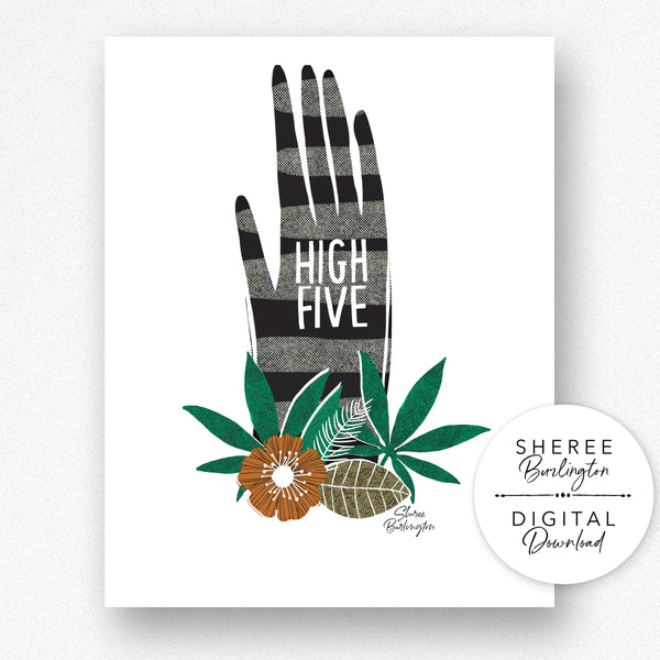 printable high five marijuana art print sheree burlington