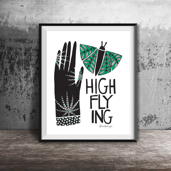 Printable High Flying Marijuana Art Print