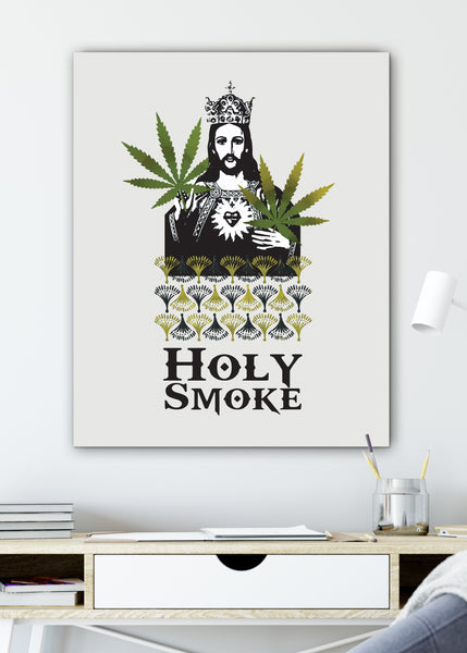 printable holy smoke jesus marijuana art print
