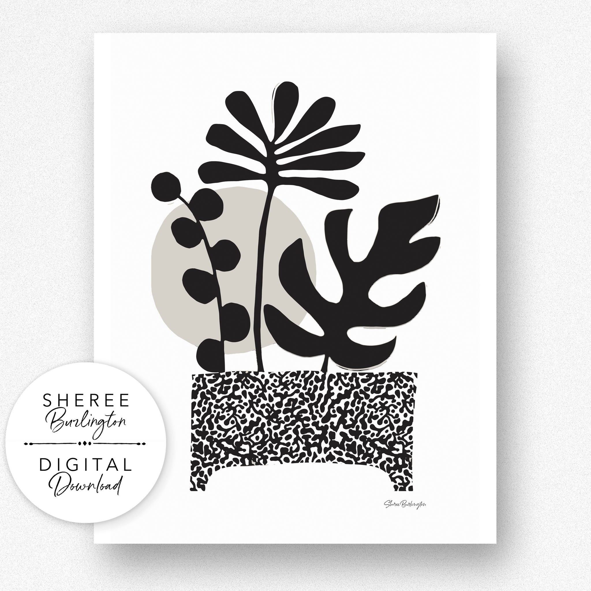 Printable Modern Botanical Wall Art Leaf Trio
