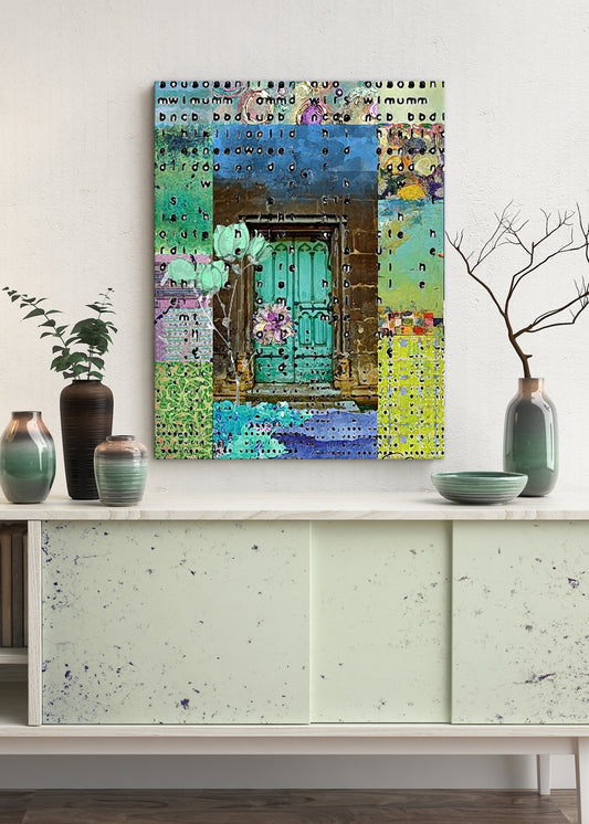 Teal Door Abstract Art by Sheree Burlington