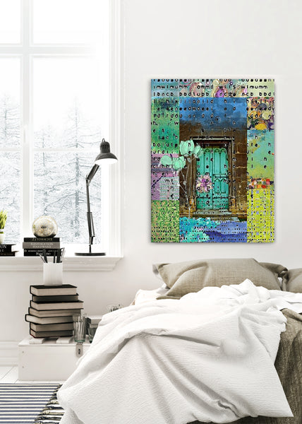 Teal Door Abstract Art by Sheree Burlington