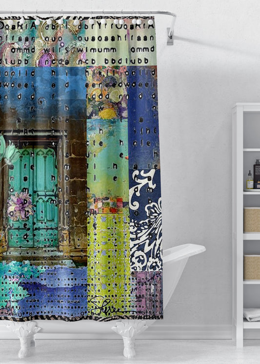 Teal Door Designer Shower Curtain