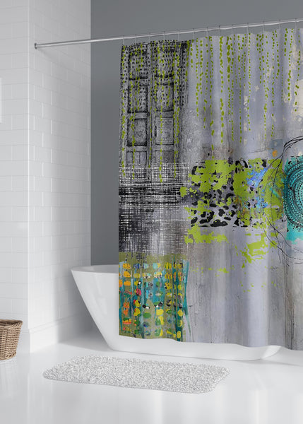 Teal Round Designer Shower Curtain by Sheree Burlington