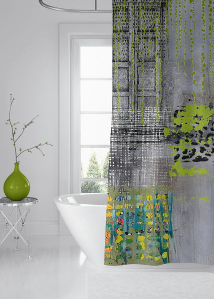 Teal Round Designer Shower Curtain by Sheree Burlington